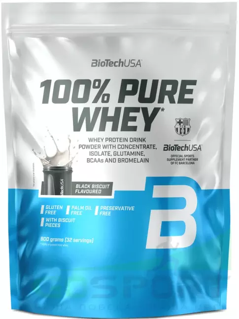 Сывороточный протеин BioTechUSA 100% Pure Whey 900 г, Черный бисквит Сывороточный протеин BioTechUSA 100% Pure Whey 900 г, Черный бисквит