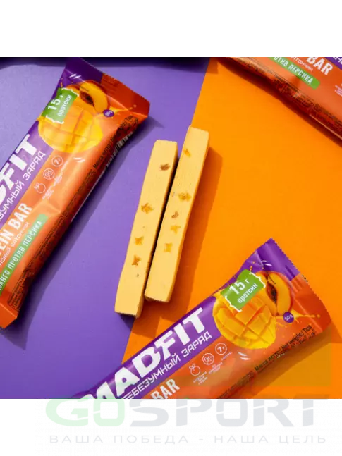 Протеиновый батончик Madfit Батончик неглазированный Protein bar 50 г, Манго против персика Протеиновый батончик Madfit Батончик неглазированный Protein bar 50 г, Манго против персика