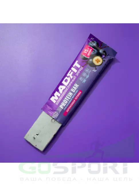 Протеиновый батончик Madfit Батончик неглазированный Protein bar 50 г, Заряженная черника