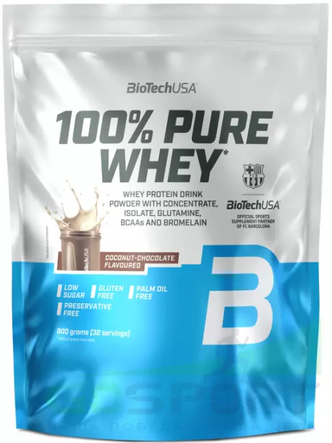 Сывороточный протеин BioTechUSA 100% Pure Whey 900 г, Шоколад - кокос Сывороточный протеин BioTechUSA 100% Pure Whey 900 г, Шоколад - кокос