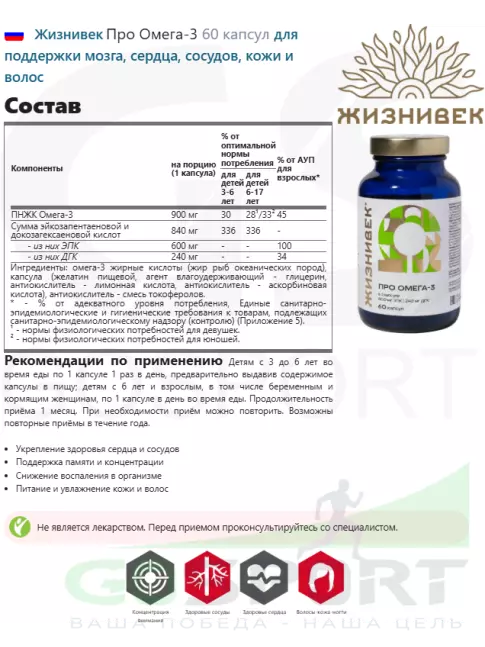 Омега-3 Жизнивек Про Омега-3 60 капсул