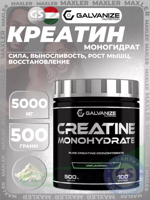 Креатин моногидрат Galvanize Nutrition Creatine Monohydrate 5000 mg 500 г, Без вкуса