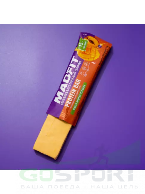 Протеиновый батончик Madfit Батончик неглазированный Protein bar 50 г, Манго против персика Протеиновый батончик Madfit Батончик неглазированный Protein bar 50 г, Манго против персика