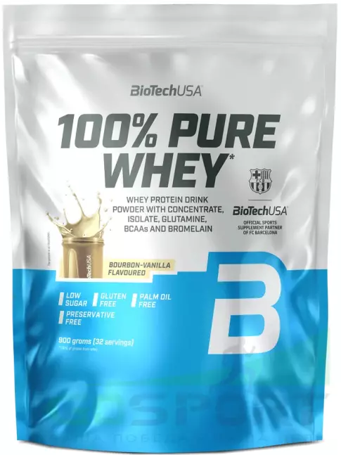 Сывороточный протеин BioTechUSA 100% Pure Whey 900 г, Бурбонская ваниль