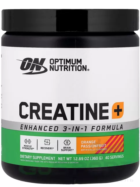 Креатин моногидрат Optimum Nutrition Creatine + 360 г, Апельсин - маракуйя