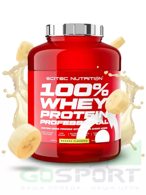 Сывороточный протеин Scitec Nutrition 100% Whey Protein Professional 2350 г, Банан