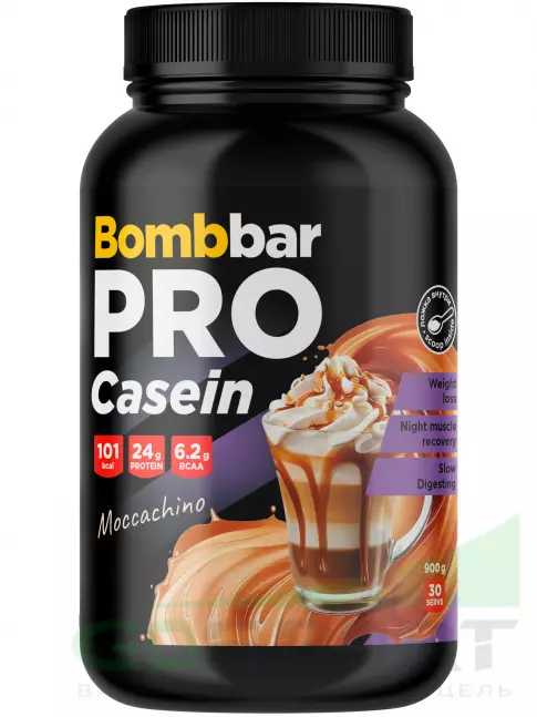 Казеиновый протеин BombBar Pro Casein 900 г, Моккачино