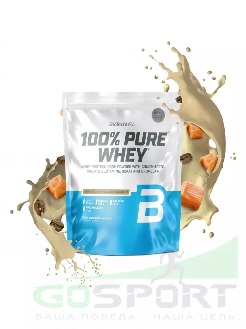 Сывороточный протеин BioTechUSA 100% Pure Whey 1000 г, Карамель-капучино