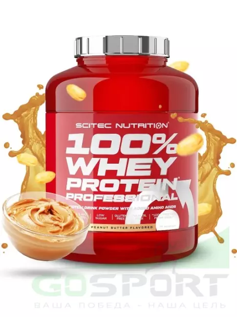 Сывороточный протеин Scitec Nutrition 100% Whey Protein Professional 2350 г, Арахисовое масло Сывороточный протеин Scitec Nutrition 100% Whey Protein Professional 2350 г, Арахисовое масло