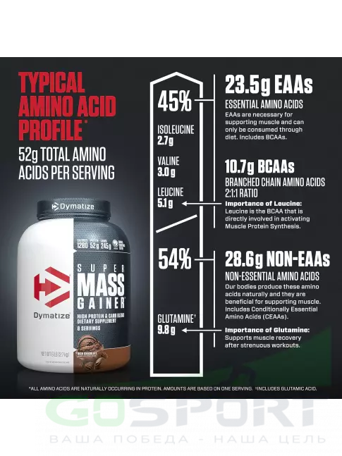 Гейнер DYMATIZE Super Mass Gainer 2700 г, Шоколад