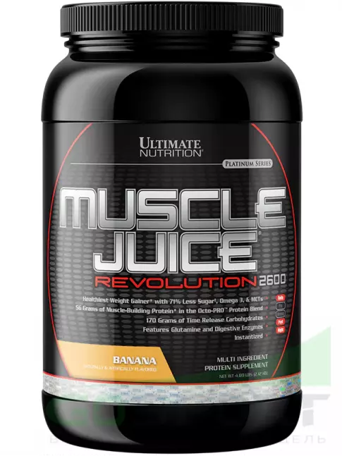 Гейнер Ultimate Nutrition Muscle Juice Revolution 2600 2120 г, Банан Гейнер Ultimate Nutrition Muscle Juice Revolution 2600 2120 г, Банан