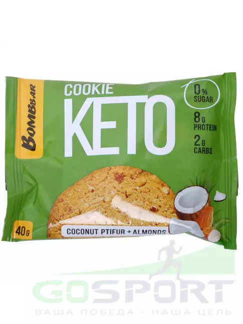 Протеиновый батончик BombBar Кето печенье COOKIE KETO 4 х 40 г, миндального крамбла с ванилью, кокос