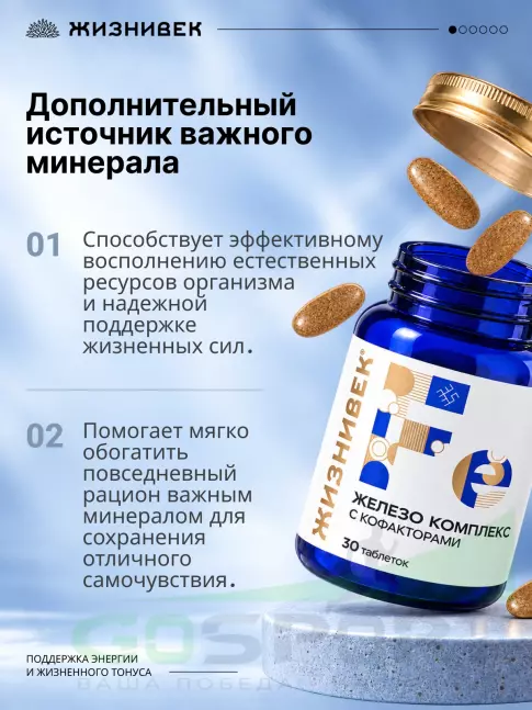Железо Жизнивек Железо комплекс с кофакторами 30 таблеток