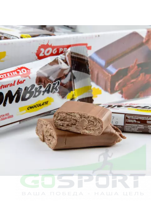 Протеиновый батончик BombBar Protein Bar 60 г, Двойной шоколад