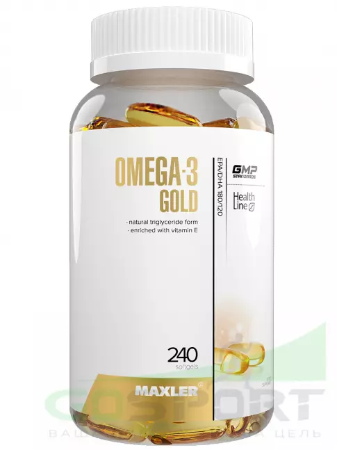 Омега-3 MAXLER Omega-3 Gold 240 софтгель капсул Омега-3 MAXLER Omega-3 Gold 240 софтгель капсул