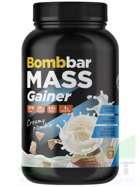 Гейнер BombBar Mass Gainer 1000 г, Сливочный пломбир
