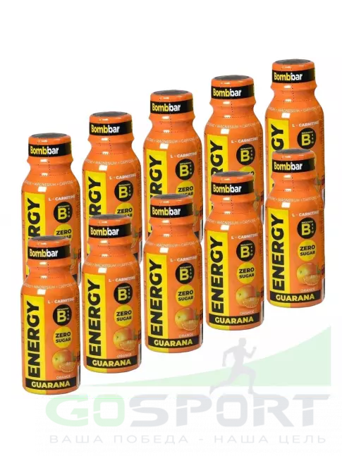 L-Карнитин жидкий BombBar SHOT Energy L-Carnitine Guarana 10 х 100 мл, Апельсин