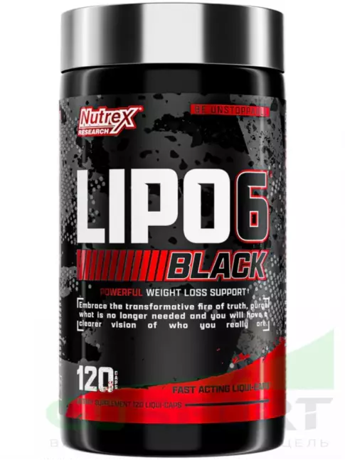 Жиросжигатель NUTREX Lipo-6 Black Powerful weight loss support (Yohimbine) 120 капсул