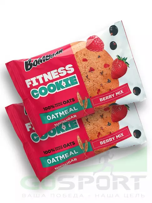 Протеиновый батончик BombBar Овсяное fitness печенье 2 х 40 г, Ягодный микс