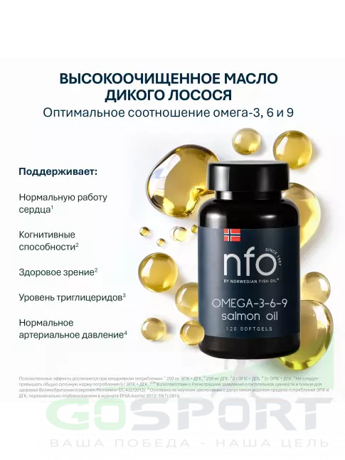 Омега-3 NFO Omega 3-6-9 Salmon Oil 120 капсул