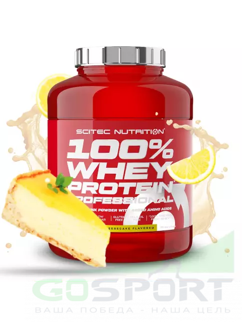 Сывороточный протеин Scitec Nutrition 100% Whey Protein Professional 2350 г, Лимонный чизкейк