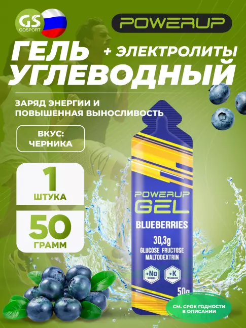 Гель питьевой POWERUP GEL +Na +K 50 г, Черника