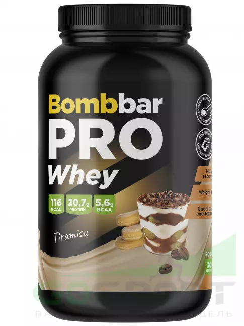 Сывороточный протеин BombBar Whey Protein Pro 900 г, Тирамису Сывороточный протеин BombBar Whey Protein Pro 900 г, Тирамису