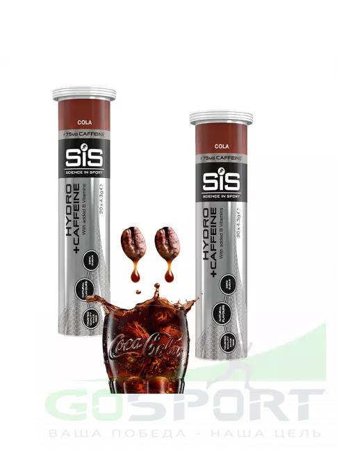 Изотоник SCIENCE IN SPORT (SiS) GO Hydro Tablet 20s CAFFEINE 2 x 20 таблеток, Кола