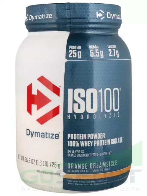  DYMATIZE Dymatize ISO100 Hydrolyzed 725 г, Апельсин