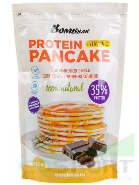 Заменитель питания BombBar Protein Pancake 420 г, Шоколад Заменитель питания BombBar Protein Pancake 420 г, Шоколад