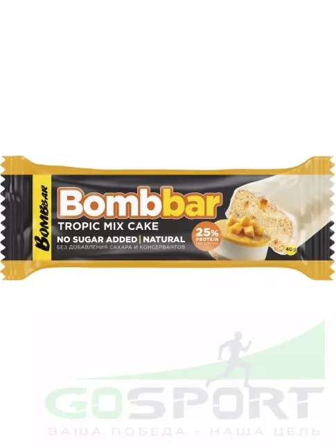 Протеиновый батончик BombBar Батончик в шоколаде без сахара 30 x 40 г, Торт - Тропический микс