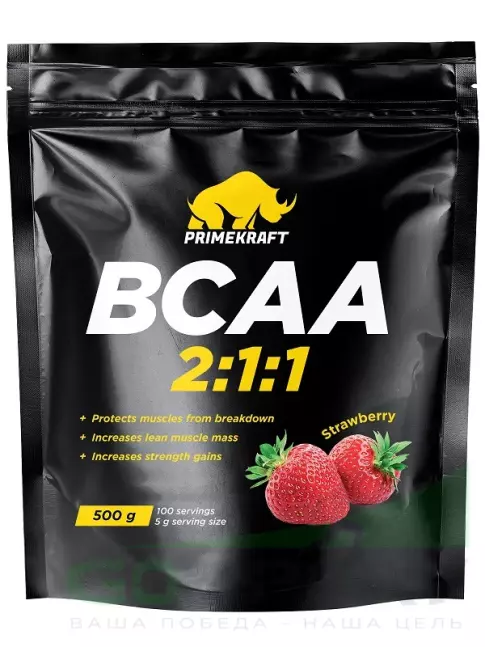 BCAA PRIMEKRAFT BCAA 2:1:1 500 г, Клубника