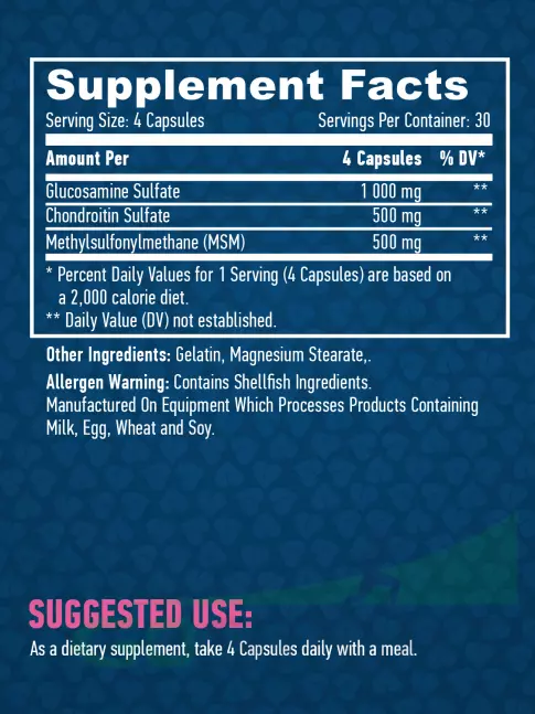 Комплекс хондропротекторов Haya Labs Glucosamine Complex with Chondroitin & MSM 120 капсул