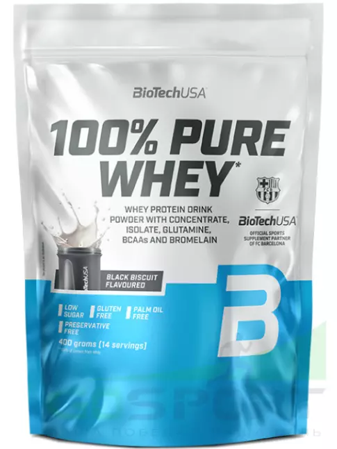 Сывороточный протеин BioTechUSA 100% Pure Whey 400 г, Черный бисквит