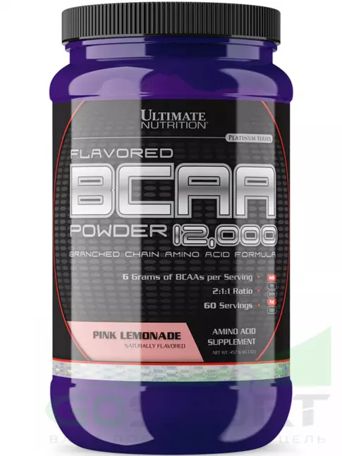 БСАА Ultimate Nutrition BCAA 12000 Powder 457 г, Розовый лимонад