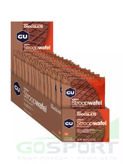 Энергетический батончик GU ENERGY GU ENERGY STROOPWAFEL no caffeine 1 упак. x 16 шт, Горячий шоколад