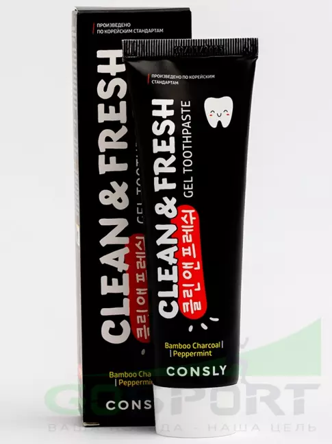 ИМПОРТ CONSLY Clean&Fresh Bamboo Charcoal & Peppermint Gel Toothpaste 105 г