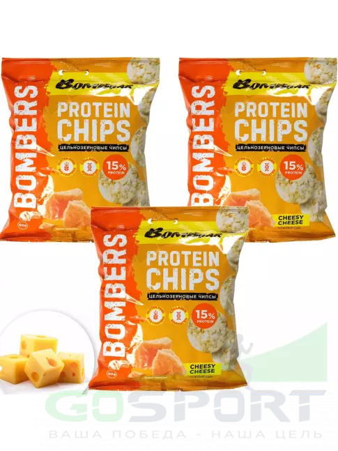 Чипсы BombBar Protein Chips 3 x 50 г, Нежный сыр