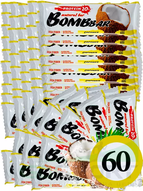 Протеиновый батончик BombBar Protein Bar 60 x 60 г, Кокос