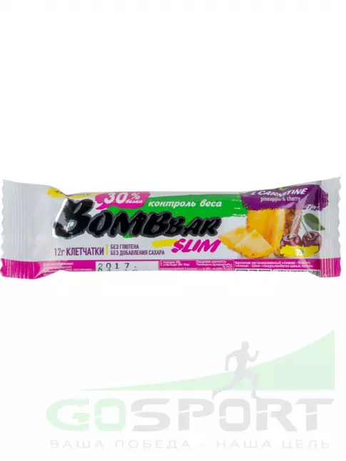 Протеиновый батончик BombBar Protein Bar Slim + l-карнитин 6 х 35 г, Ананс - вишня