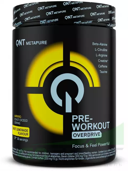 Предтреник QNT Pre-Workout Overdrive 390 г, Сладкий лимонад