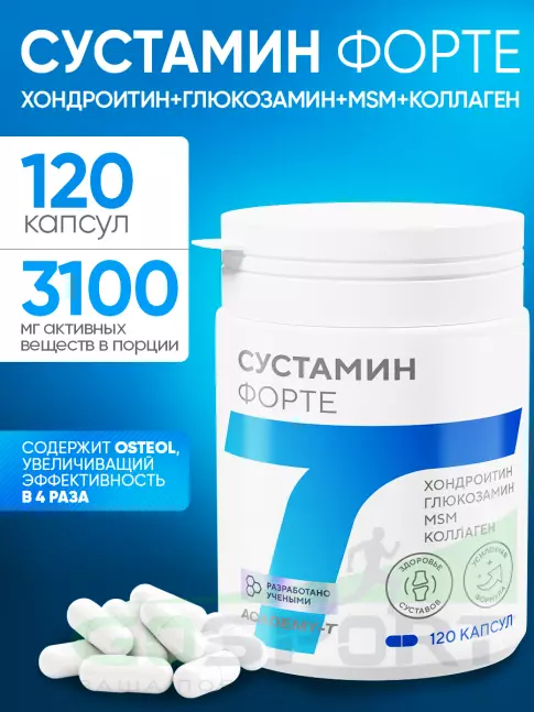 Комплекс хондропротекторов АКАДЕМИЯ-Т SUSTAMIN FORTE 120 капсул, Нейтральный