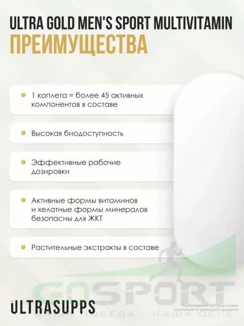 Витамины для мужчин UltraSupps Men's Sport Multivitamin 180 каплет