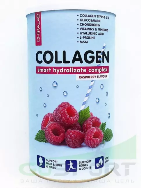 Коллаген гидролизованный Chikalab Коллагеновый коктейль Chikalab 400 г, Малина