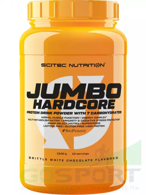 Гейнер Scitec Nutrition Jumbo Hardcore 1530 г, Воздушный белый шоколад