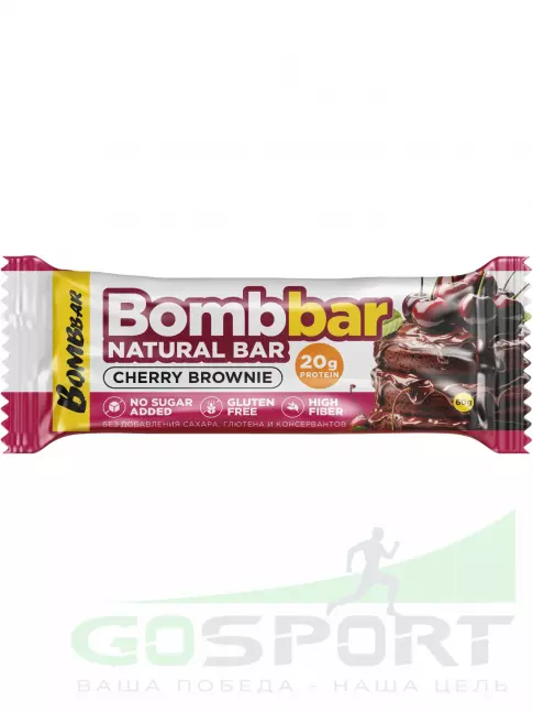 Протеиновый батончик BombBar Protein Bar 20 x 60 г, Вишневый брауни