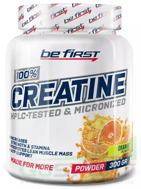 Микронизированный креатин Be First Creatine Micronized Powder (креатин моногидрат) 300 г, Апельсин