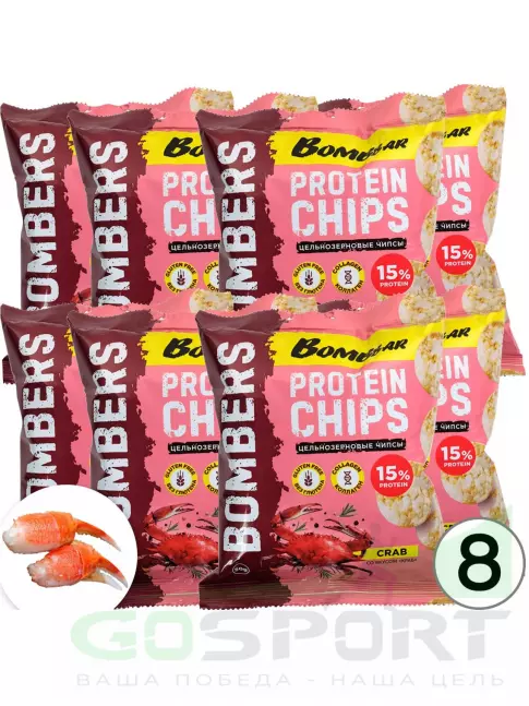 Чипсы BombBar Protein Chips 8 x 50 г, Краб