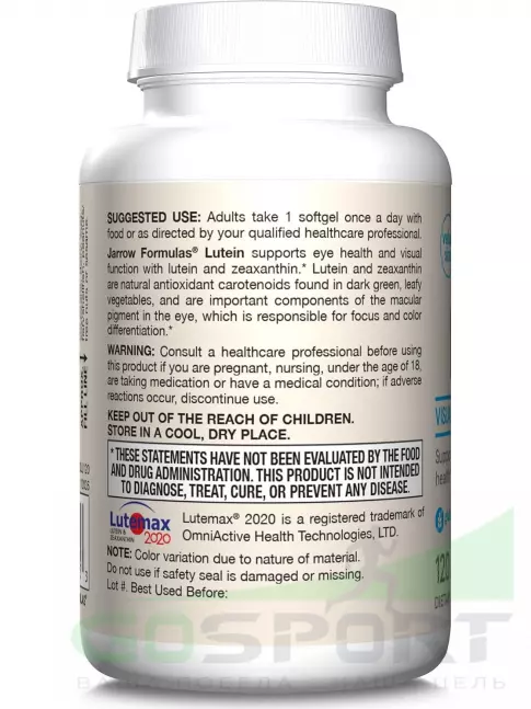  Jarrow Formulas Lutein 20 mg + Zeaxanthin 4 mg 60 гелевых капсул