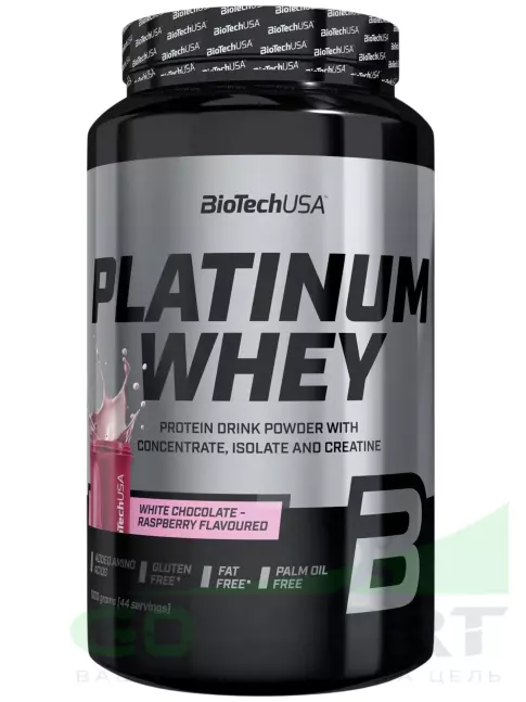 Сывороточный протеин BioTechUSA Platinum Whey 1000 г, Белый шоколад-малина Сывороточный протеин BioTechUSA Platinum Whey 1000 г, Белый шоколад-малина